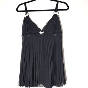 Cinema Etoile Pleated Womens Sheer Babydoll Nightie Lingerie Sz M Coquette